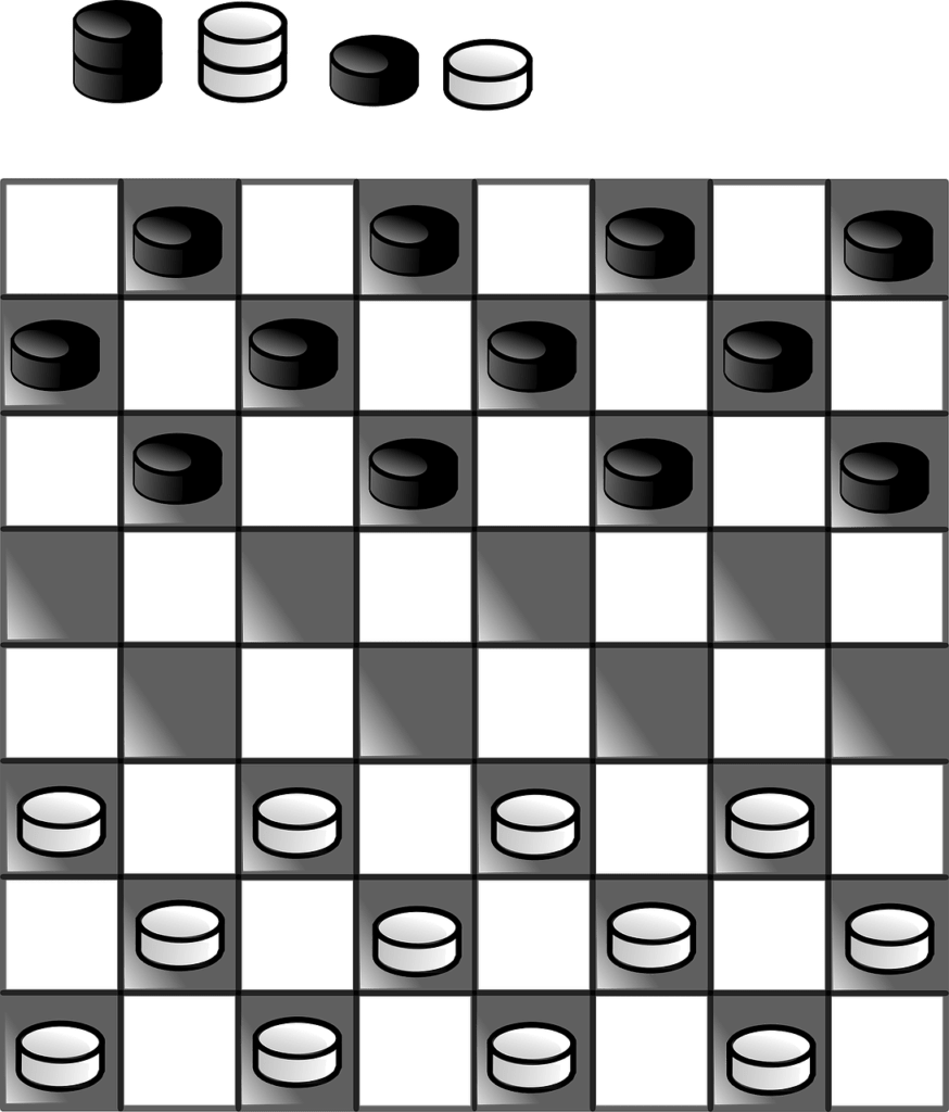 checkers board game setup