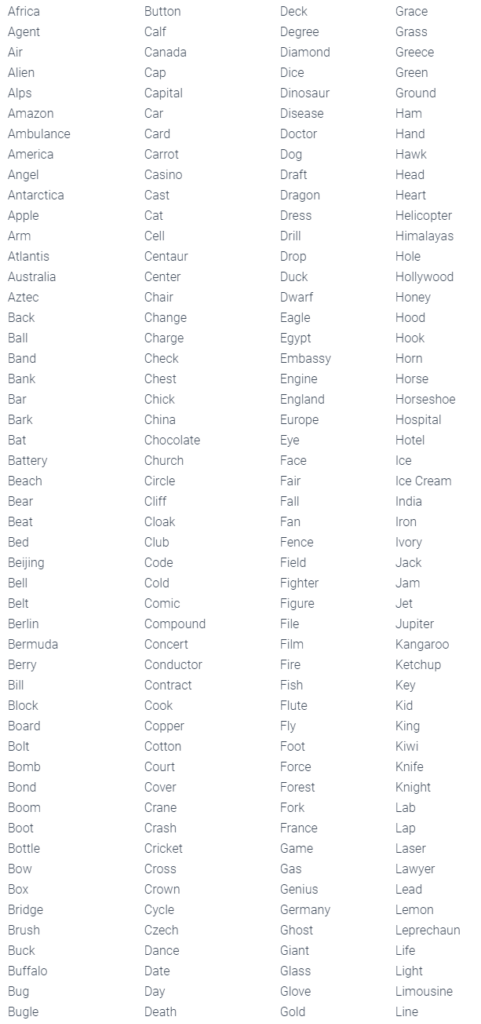 list of codenames one