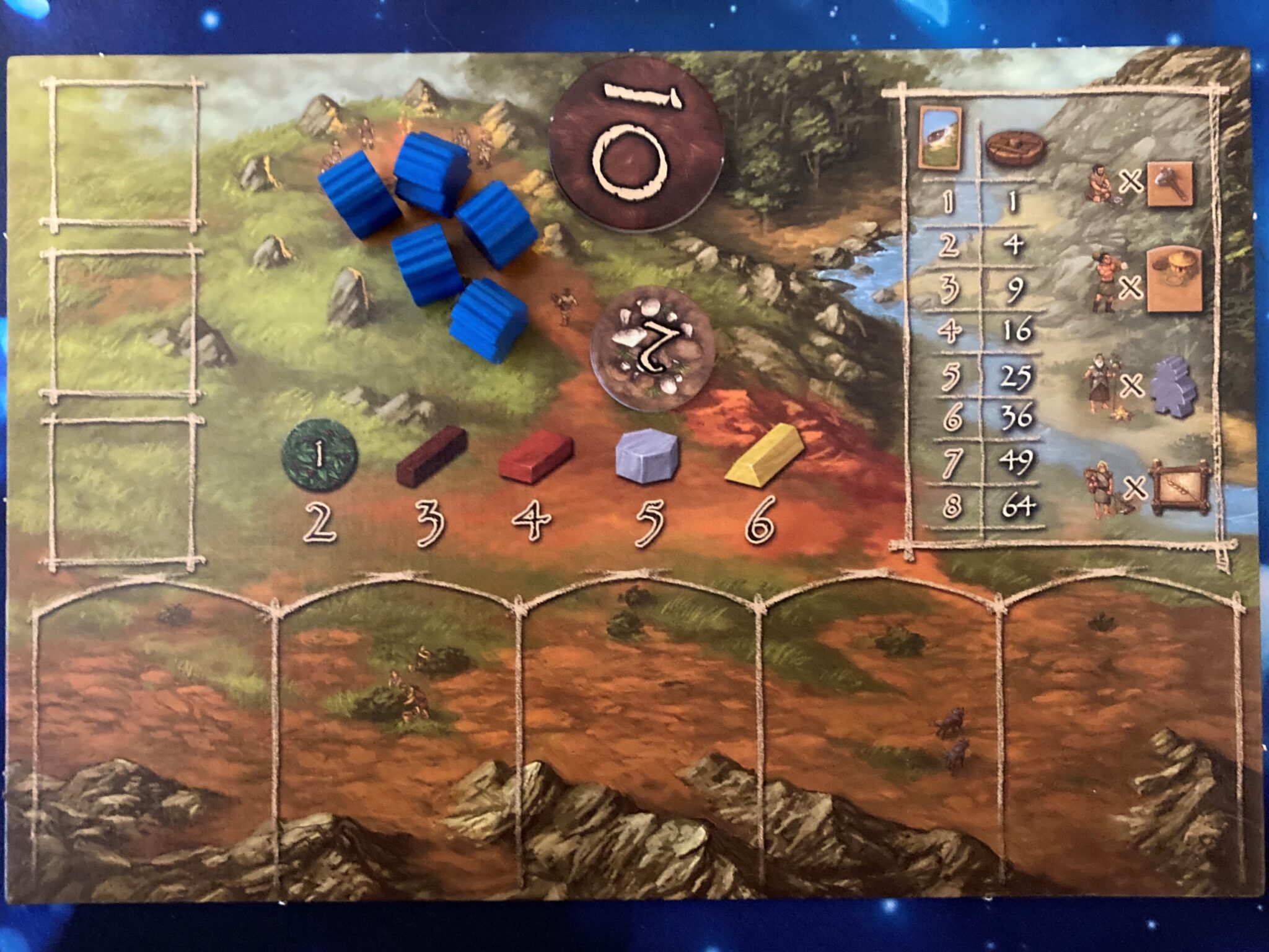 stone age board game blue player